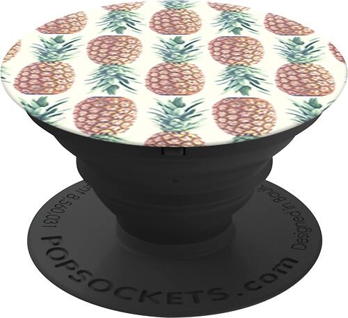 PopSockets - Multifunctional Holder for Mobile Phones - Pineapples/Black/Black - Larger Front