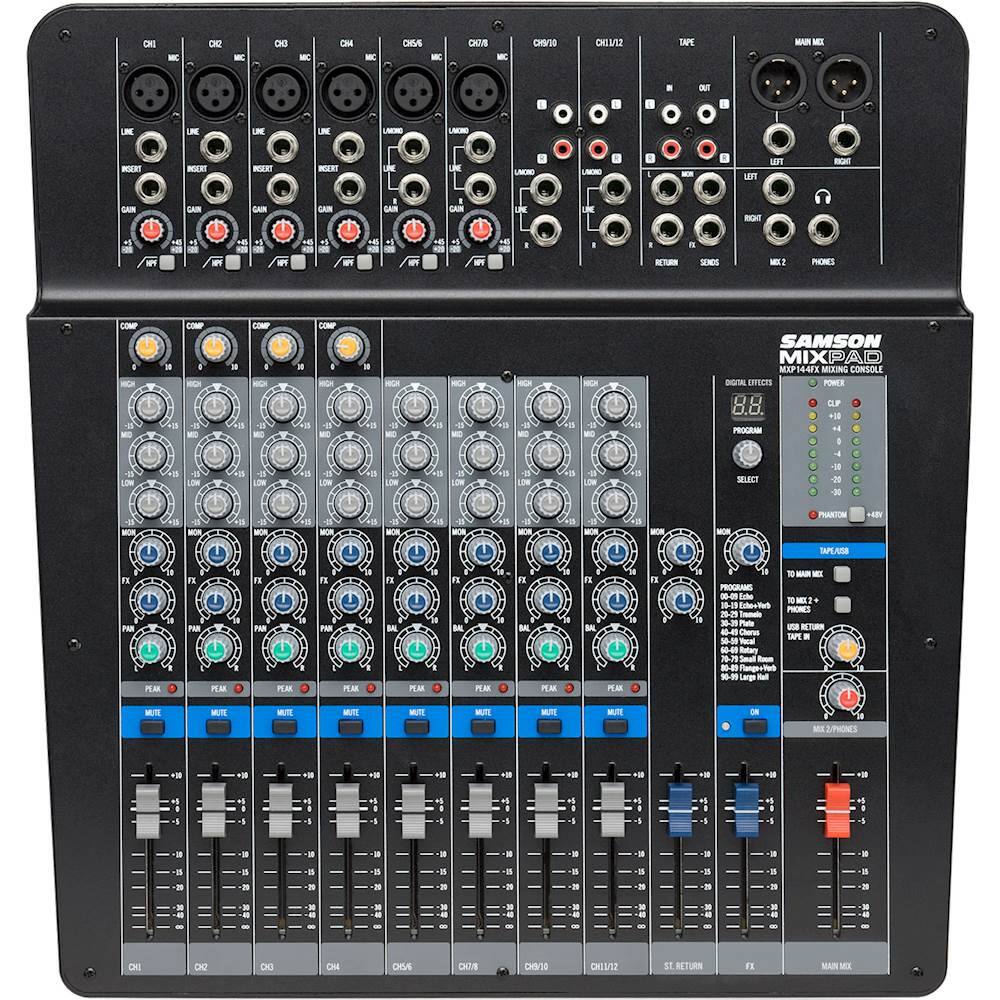 Front. Samson - MixPad 14-Input Analog Stereo Mixer - Black.
