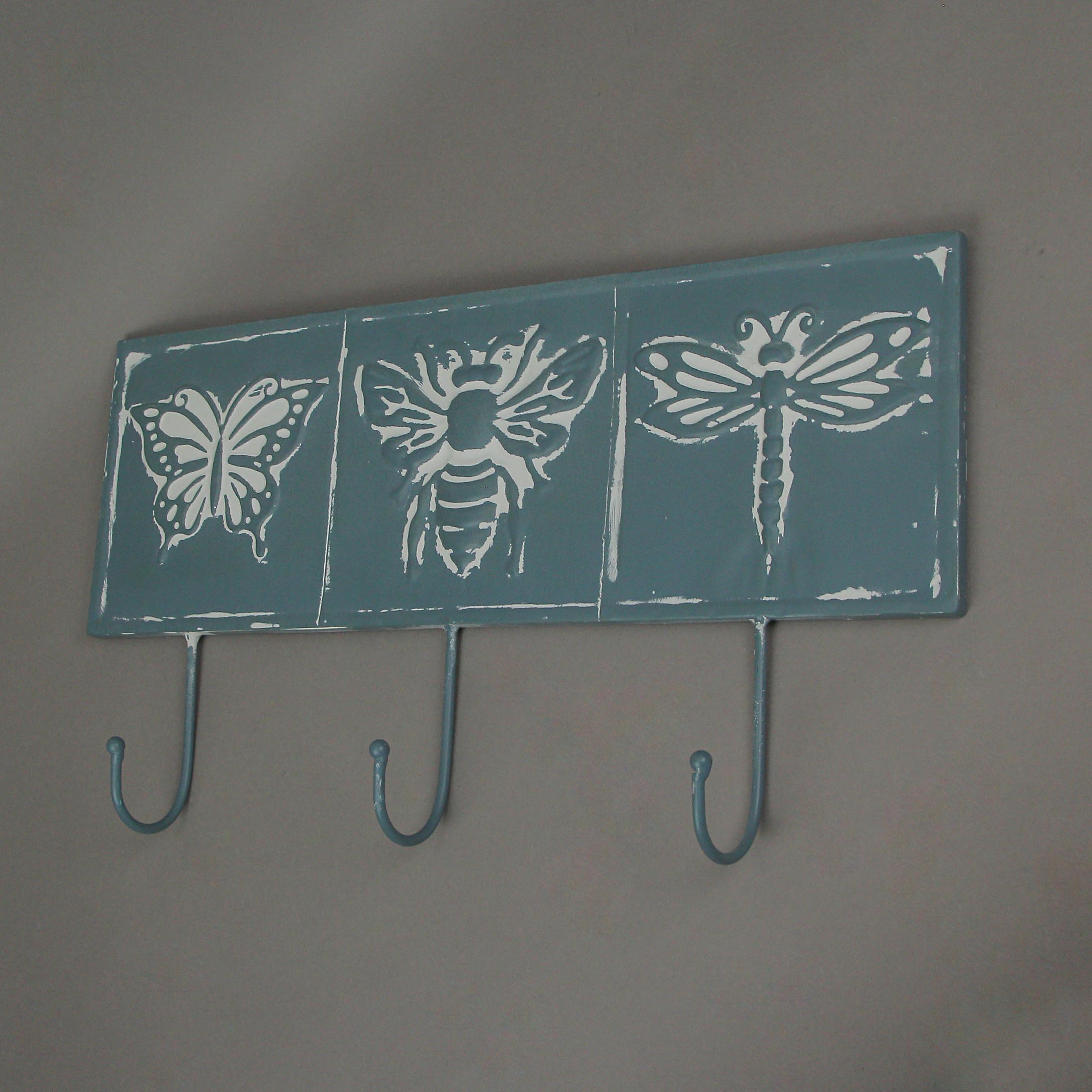 Alt View 1. Special T Imports - Blue Metal Vintage Bug Wall Hook Decorative Hanging Coat Towel Rack Home Decor - Blue.
