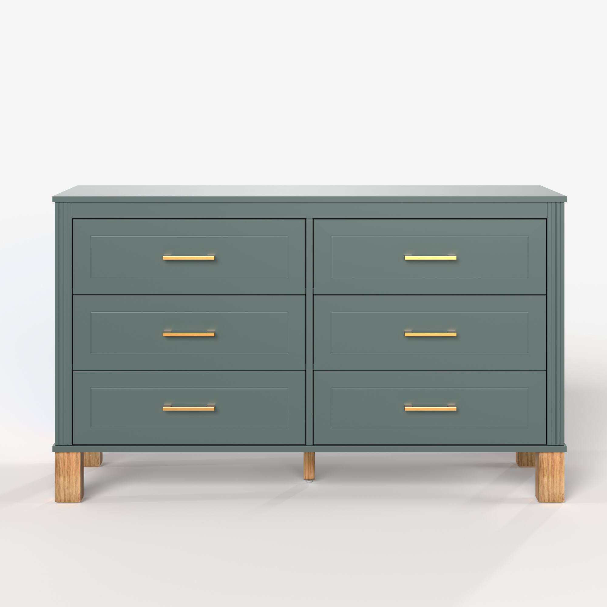 Alt View 4. Loheer - Loheer 6-Drawer Double Dresser in Blue Modern Solid Wood Kids Bedroom Cabinet - Blue.