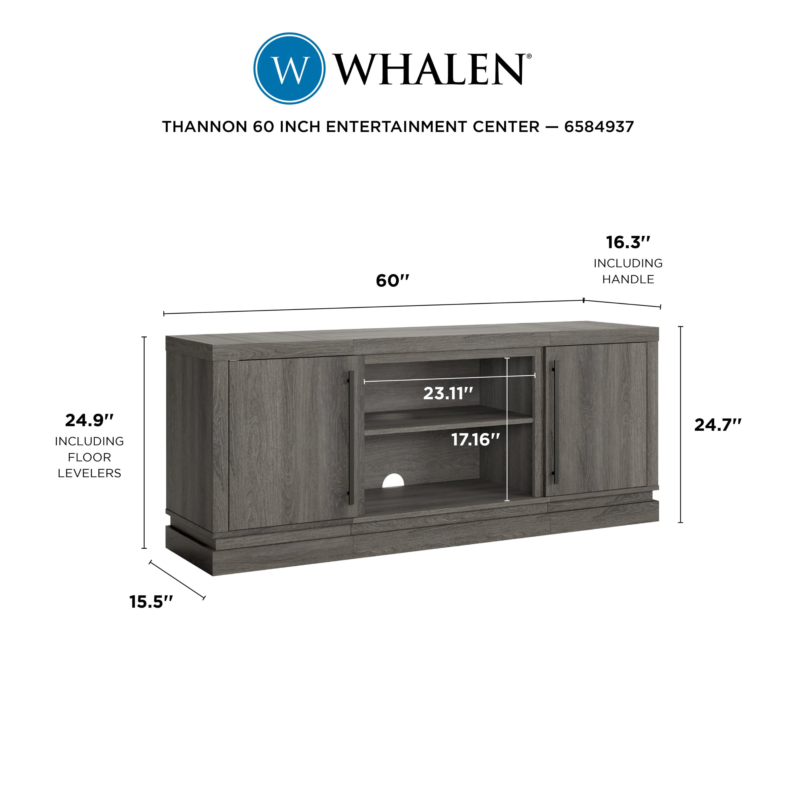 W Whalen Thannon 60 Inch Entertainment Center - 6584937 60" 16.3" including handle 24.9" including floor levelers 23.11" 17.16" 24.7" 15.5"