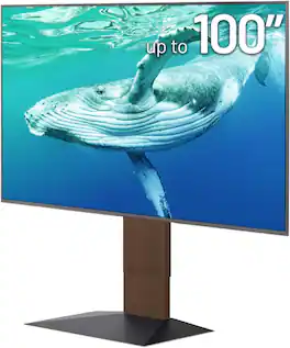 WALL - V4 – Sleek Shallow Floor TV Stand for Extra Large 50-100 Inch, for Living Room and Bedroom, Japan-Engineered Design - Walnut