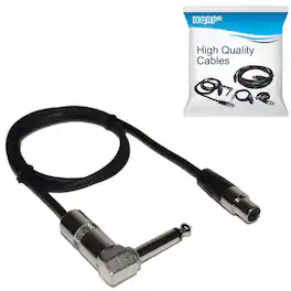 HQRP - TA4F 4-Pin Mini to Right-Angle 1/4 in Instrument Cable 2 ft for Shure Bodypack Transmitters - Black