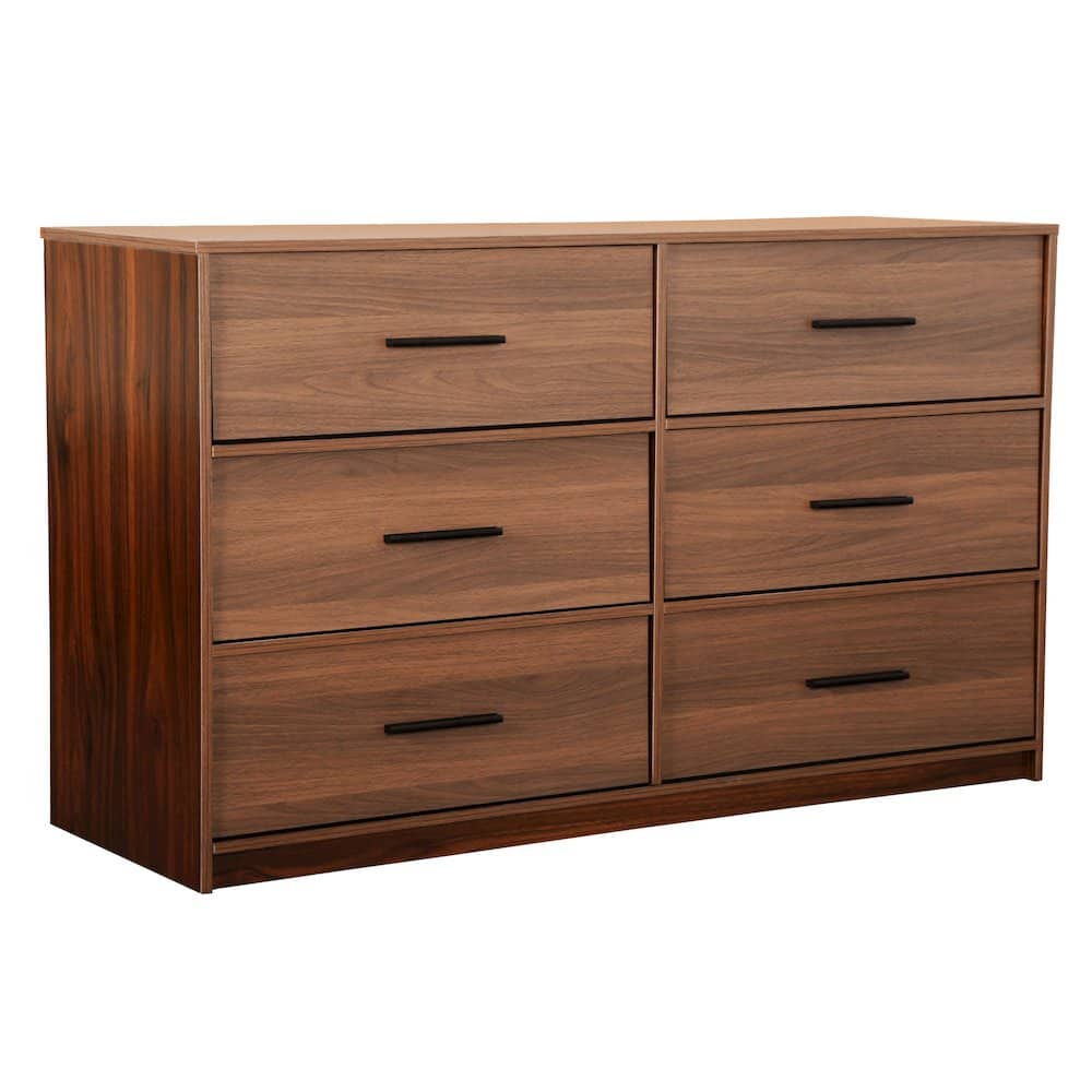 Techni Home - 6-Drawer Dresser with Large Fabric Drawers, Walnut - Brown