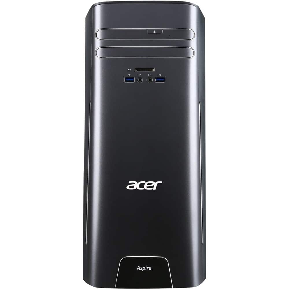 Front. Acer - Aspire Desktop - Intel Core i7 - 8GB Memory - AMD Radeon RX 480 - 1TB Hard Drive - Black.