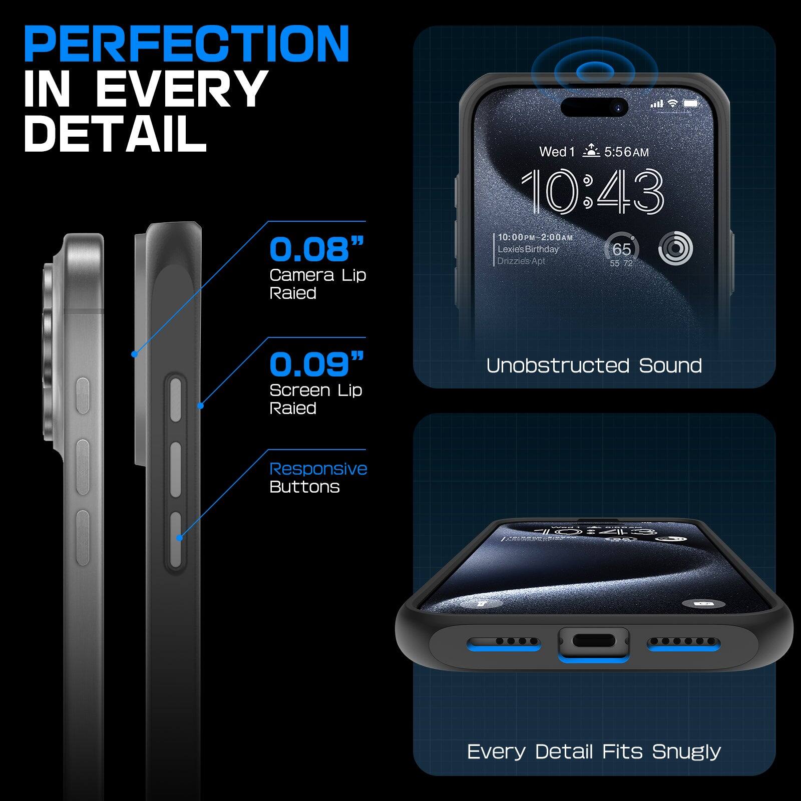 PERFECTION IN EVERY DETAIL

0.08" Camera Lip Raised
0.09" Screen Lip Raised

Responsive Buttons

Unobstructed Sound

Every Detail Fits Snugly