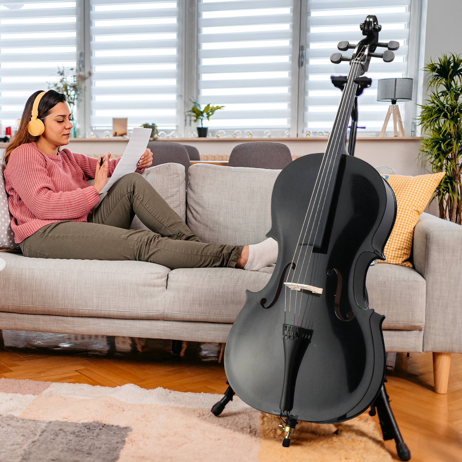 Alt View 4. Winado - 3/4 Violin, Full Size Acoustic Fiddle, Matte Finish Beginner Kit with Hard Case, Bow, Rosin, Shoulder Rest, Bridge.