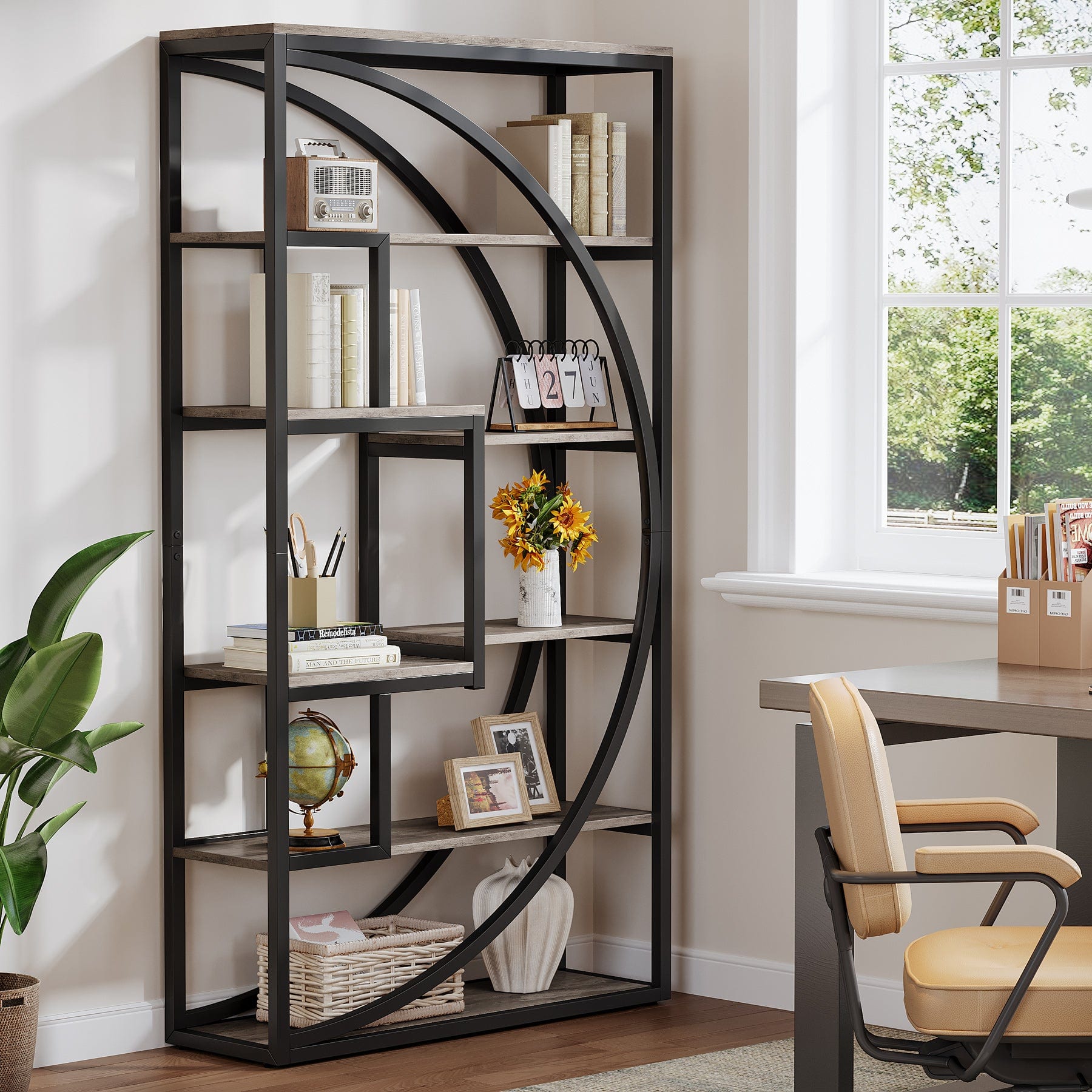 Tribesigns - Modern Bookshelf with Engineered Wood Construction and Storage Shelves for Living Room and Home Office - Gray