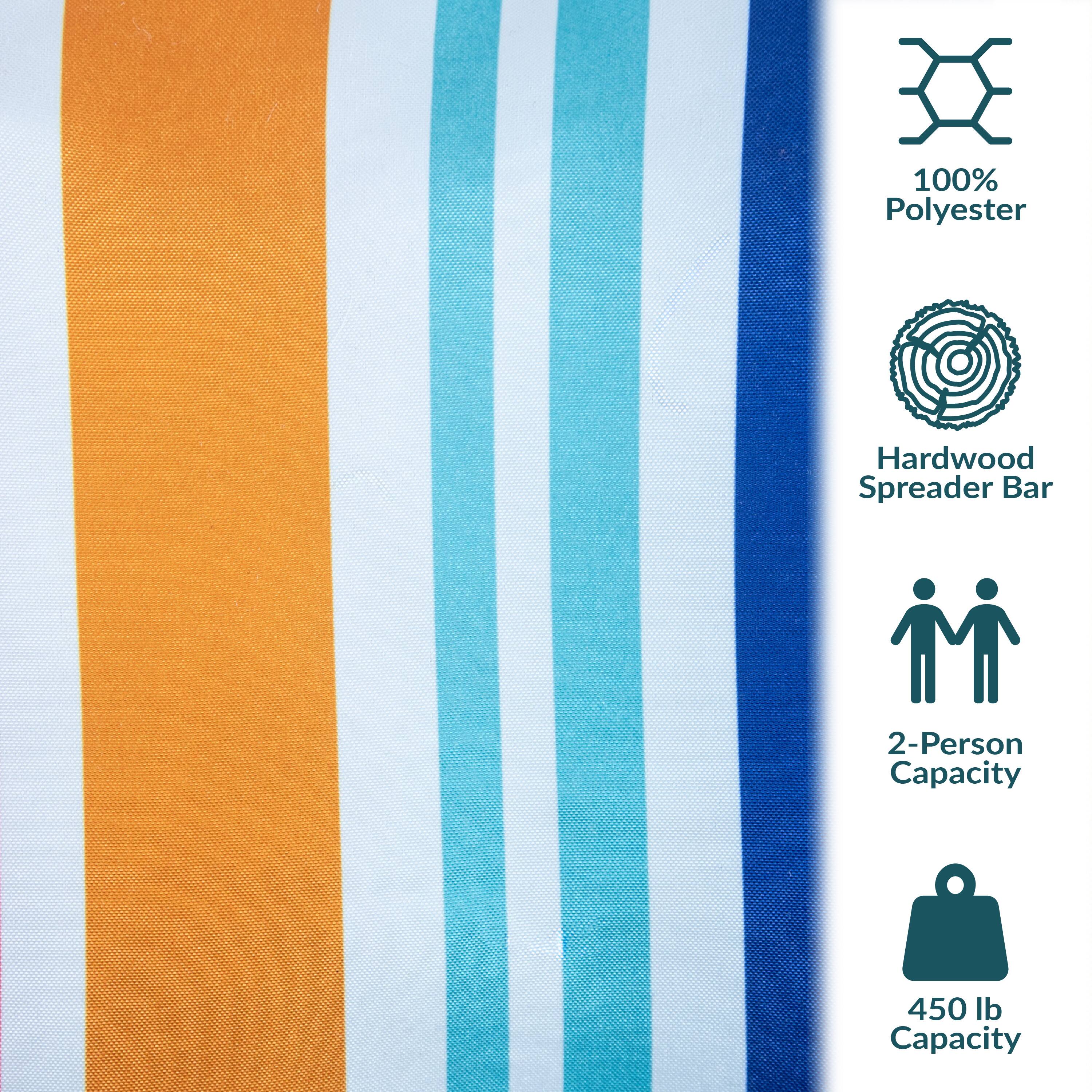 100% Polyester  
Hardwood Spreader Bar  
2-Person Capacity  
450 lb Capacity