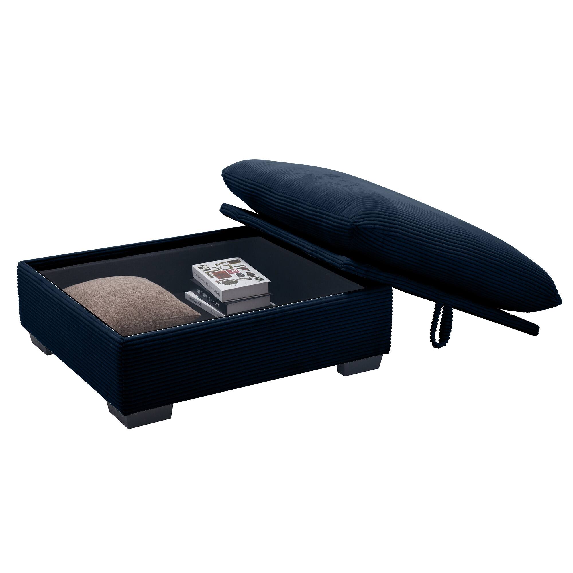 Left. APRILSOUL - Corduroy Fabric Ottomans Footrest 2 3 4 Seater Sofa Blue Corduroy - Blue.