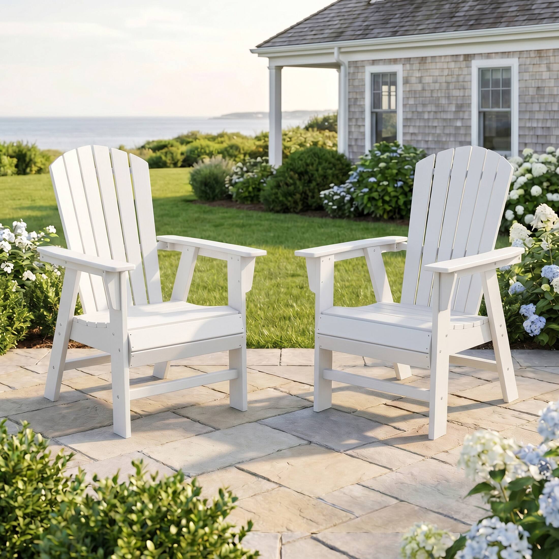 Angle. WestinTrends - WestinTrends Dylan  HDPE Seashell Upright Adirondack Chair (Set of 2) - White.
