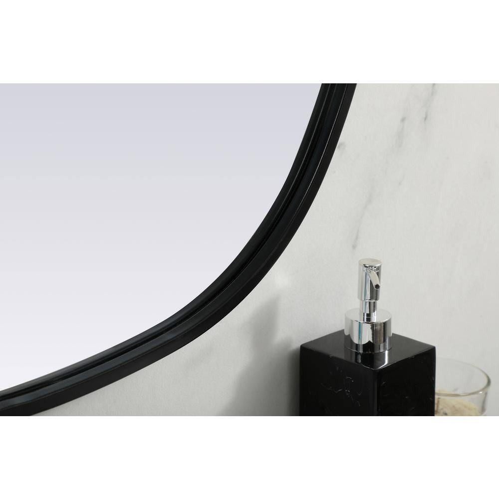 Alt View 2. Elegant Decor - Metal Frame Oval Mirror 24x30 Inch in Black - Black.