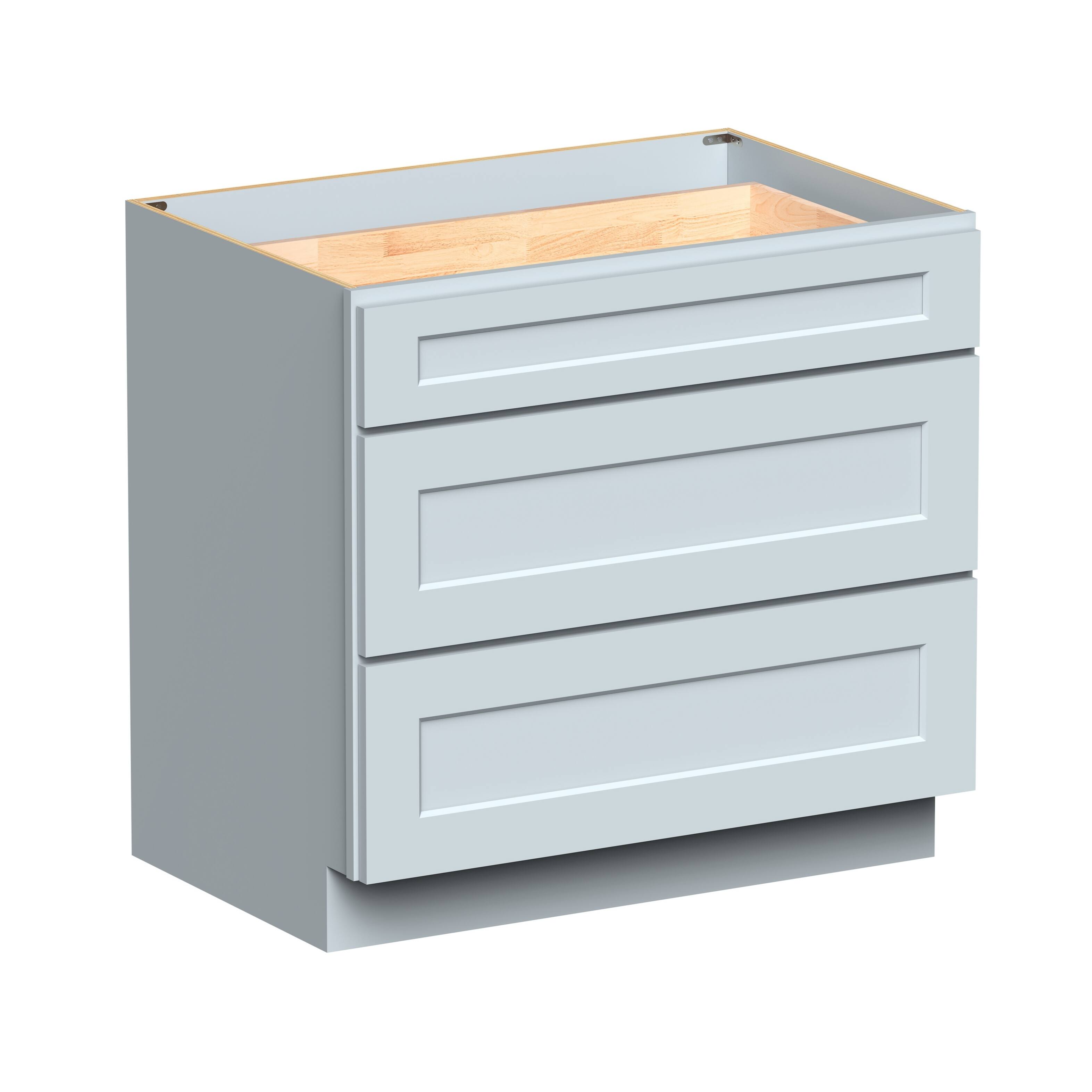 Alt View 1. Boyel Living - Dove Gray Drawer Base Cabinets 34.5.Wx24in.H Ready to Assemble Kitchen Cabinets 3Drawers - DOVE GRAY.
