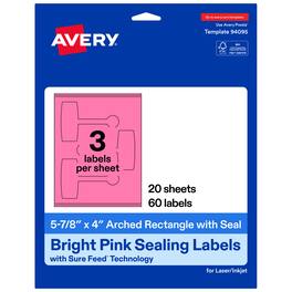 Avery - Avery® Sealing Labels, 5-7/8" x 4", Bright 60 Total - Pink