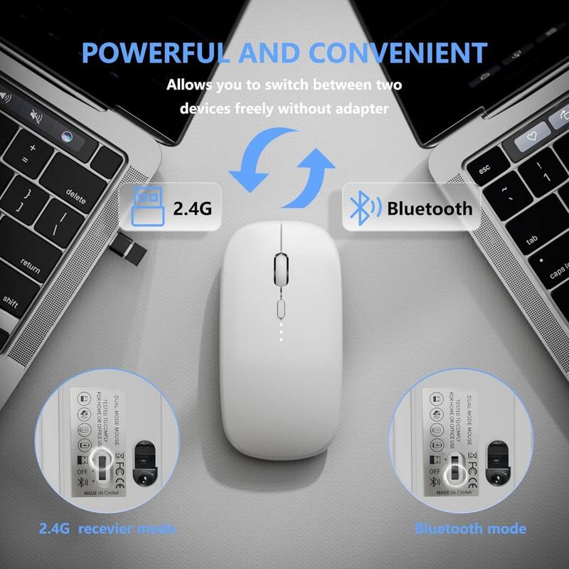 POWERFUL AND CONVENIENT  
Allows you to switch between two devices freely without adapter  

2.4G  
Bluetooth  

2.4G receiver mode  
Bluetooth mode