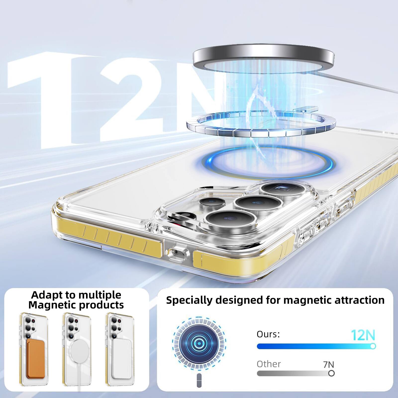 12N

Adapt to multiple Magnetic products

Specially designed for magnetic attraction

Ours: 12N

Other: 7N