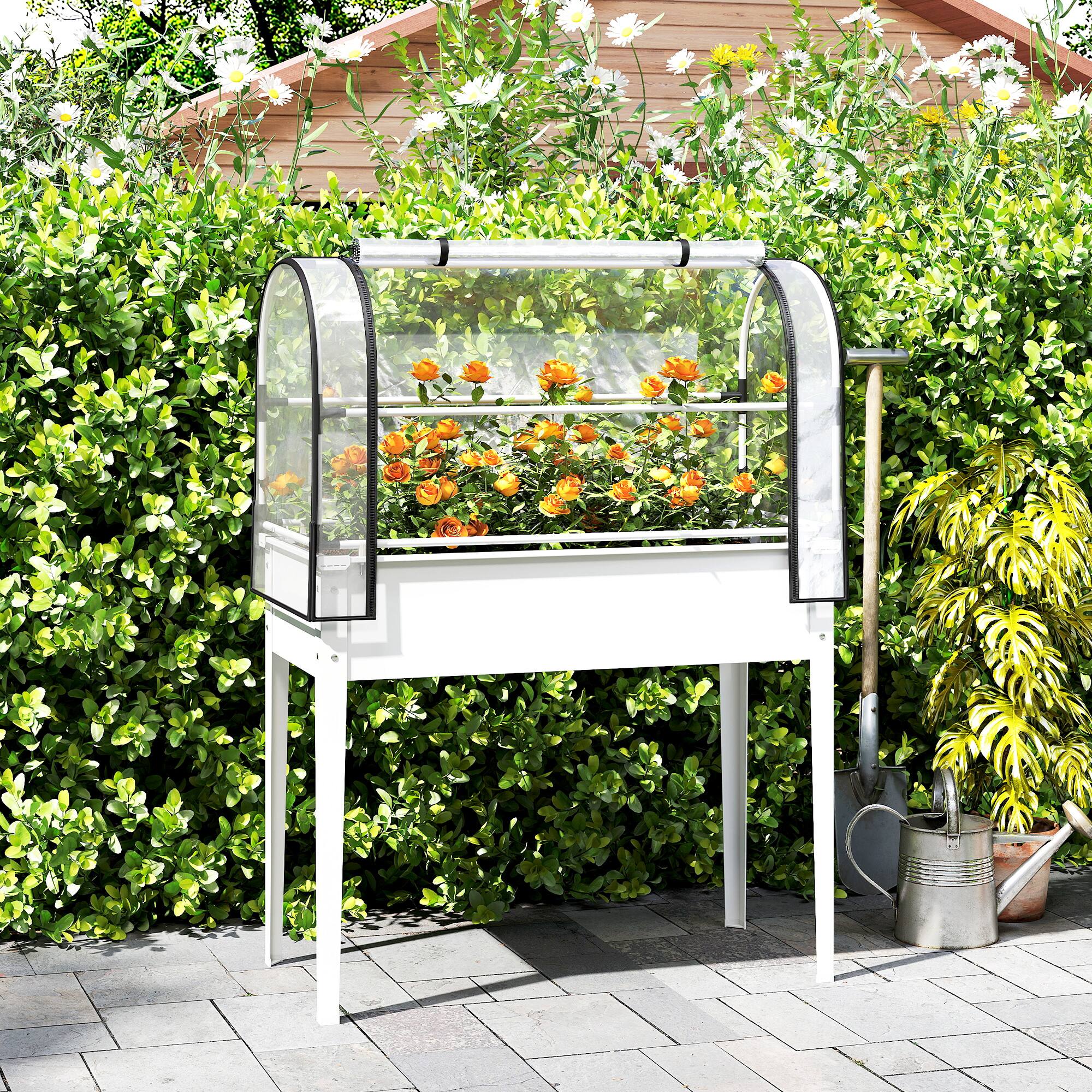 Alt View 1. Outsunny - Garden Bed with Flip-Up Greenhouse Cover.