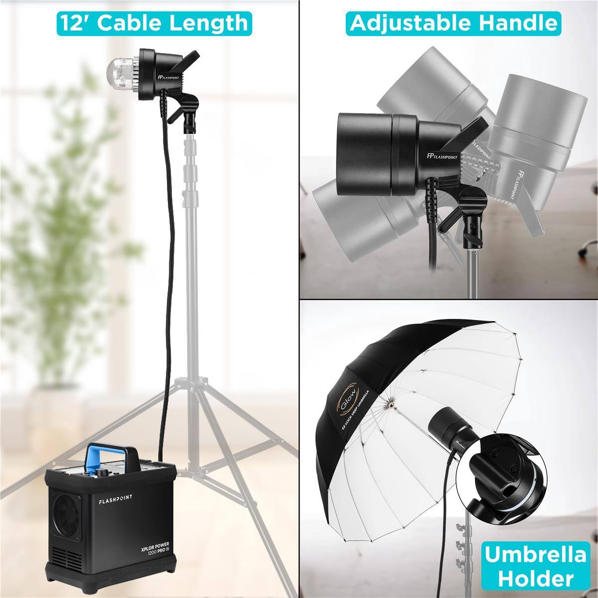 12' Cable Length Adjustable Handle

FLASHPOINT

IPLOR

POWER

a s

PRO

Umbrella Holder