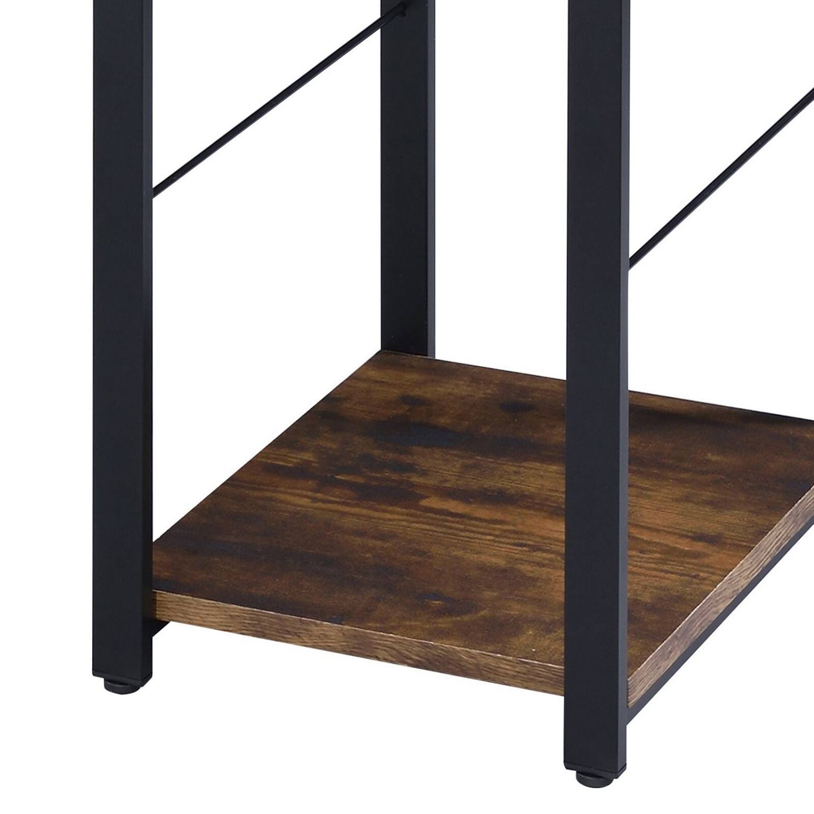 Alt View 4. Glintex - 47.5" Industrial Writing Desk with Spacious Surface, Two Open Shelves, Lower Shelf for Computer Tower, Sturdy Metal Base - Black+Brown.