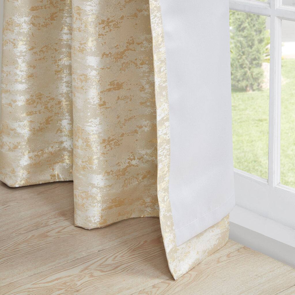 Alt View 9. BreeBe - Jacquard Lined Total Blackout Rod Pocket/Back Tab Curtain Panel(Only 1 Pc Panel) - Gold.