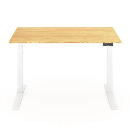 Front. FlexiSpot - FlexiSpot E7Pro 55''W Electric Adjustable Standing Desk, Bamboo/White - Bamboo.