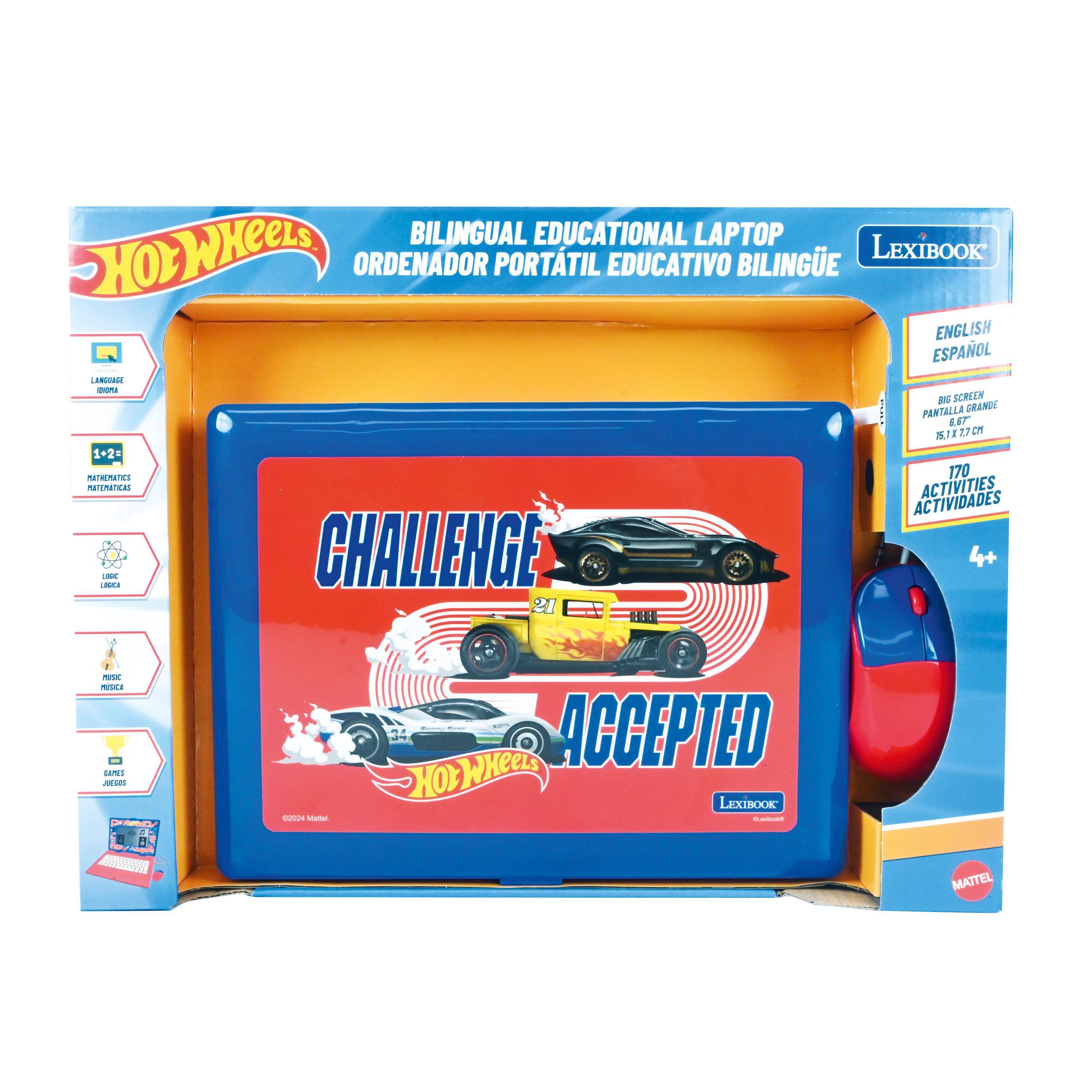 Hot Wheels BILINGUAL EDUCATIONAL LAPTOP P LEXIBOOK HOB ORDENADOR PORTATIL EDUCATIVO BILINGUE ENGLISH ESPAÑOL LANGUAGE DOMA BIG SCREEN PANTALLA GRANDE E 67 15,1X 7,7 CM 1+2= MATHEMATICS 170 MATEMATICAS ACTIVIDADES ACTIVITIES LOGICA LORE CHALLENGE 4+ 21 MUSIC MUSICA GAMES JUEGOS preserv i 2024 Mattel SUGARS ACCEPTED HotWWeets LEXIBOOK Clubute MATTEL