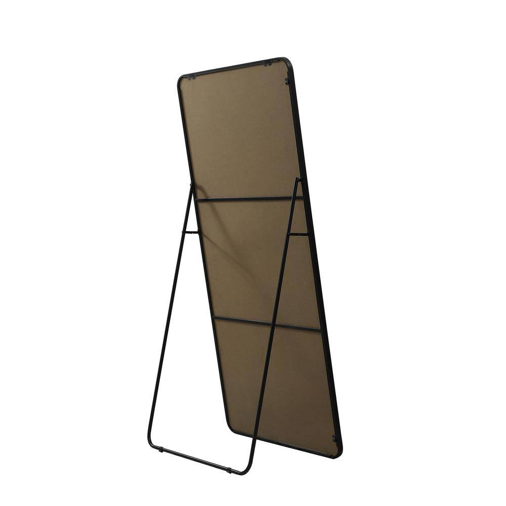 Left. Elegant Decor - Soft Corner Metal Rectangle Mirror 32x72 Inch in Black - Black.