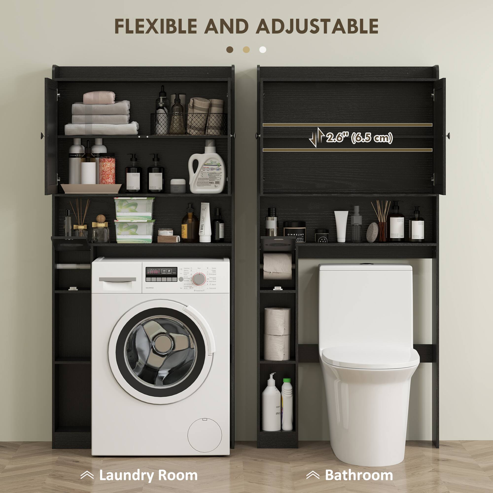 FLEXIBLE AND ADJUSTABLE : 2.6" (6.5 cm) - | se Laundry Room Bathroom