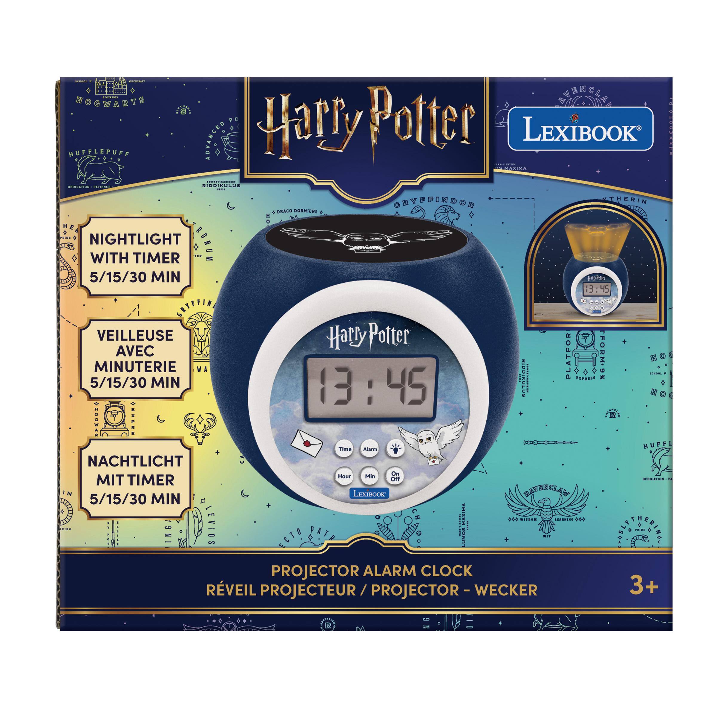 Harry Potter LexiBook Maxima - Riddikulus - Gryffindor Thein Braco Dormiens 0 Nightlight with Timer 5/15/30 Min Gayfeing Veilleuse avec Minuterie Va 5/15/30 Min Nachtlicht mit Timer 5/15/30 Min

Harry Potter 8:45 Time Alarm On Hour Min Off LexiBook

13:45 Platform Form. Express Refreclam

Hufflepuff Disrication %

Nier +++
H
Prike
Nit

Projector Alarm Clock Rveil Projecteur/Projector-Wecker

3+