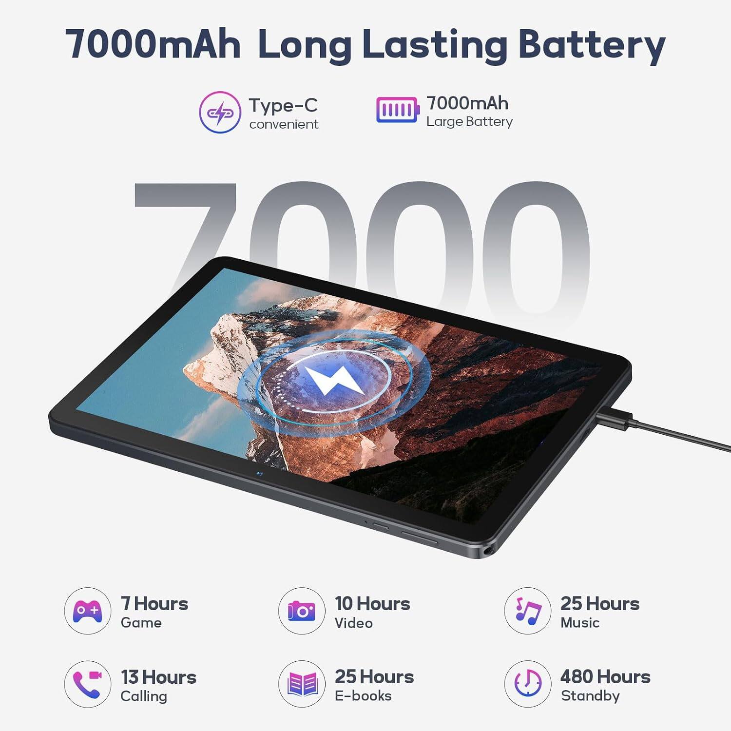 7000mAh Long Lasting Battery

Type-C convenient

7000mAh Large Battery

7 Hours Game

10 Hours Video

25 Hours Music

13 Hours Calling

25 Hours E-books

480 Hours Standby