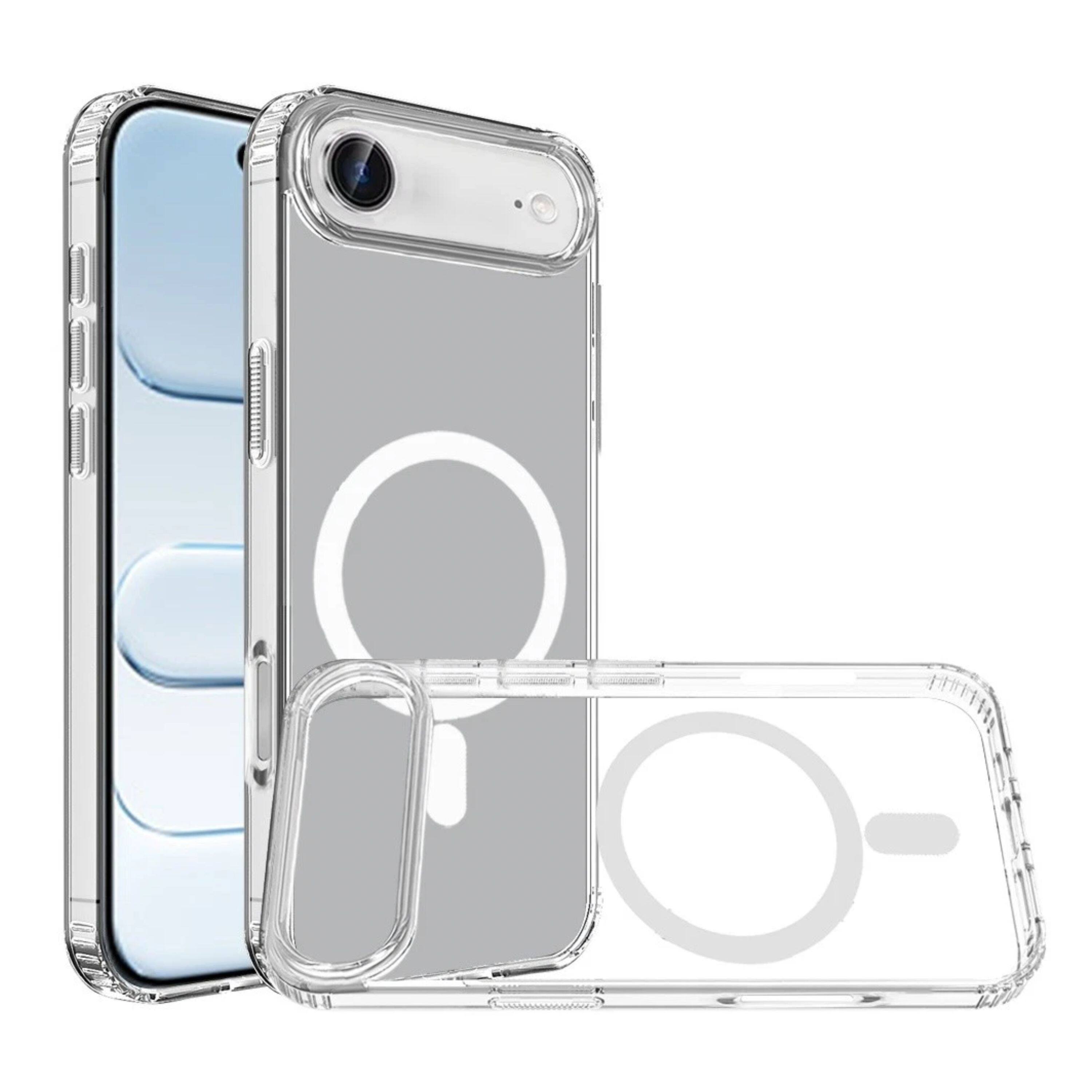 Left. Kitcheniva - Transparent Phone Case With Magnetic Circle Tempered Glass For iPhone Air - Clear.