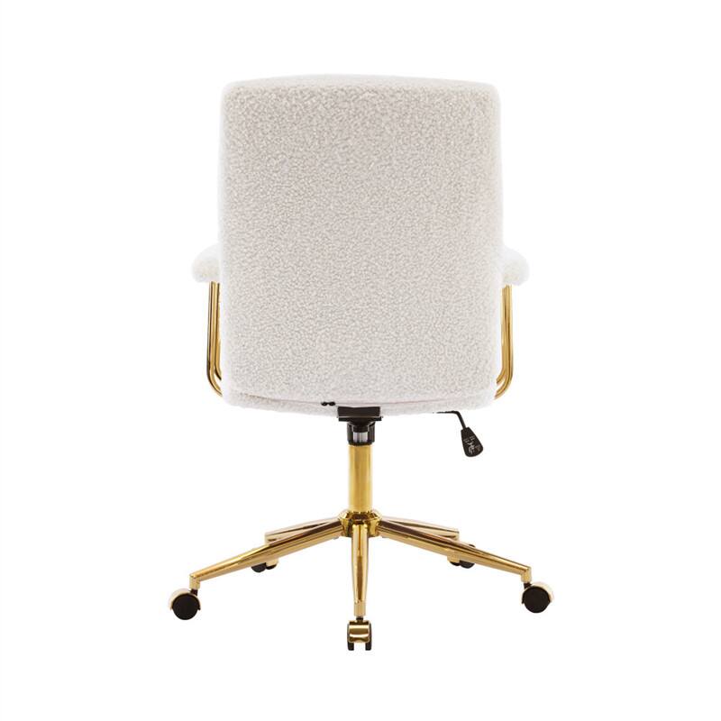 Alt View 4. HTUTWOO - Textured Boucle Fabric Office Chair - Modern Height Adjustable Desk Chair with Padded Arms - White.
