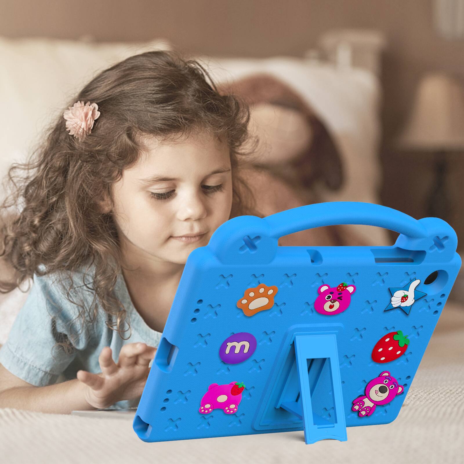 Alt View 1. Dteck - For Samsung Galaxy Tab A11+ 2025/ A9+ 2023 Cute Cartoon Kid Case Built-in Kickstand Handle Grip Shockproof Cover - Skyblue.
