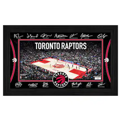 Sure, here is the corrected and grouped text from the image:
---
**Top Section:**
- A.I. AVON
- JAMIE SHED
- INJYER WATER
- GABRIEL TIPPLE
- COLIN MURRAY BOYLE
- GRANT DICK
- DOM ROGERS
**Center:**
- TORONTO RAPTORS
**Bottom Section:**
- RAPTOR GAMES
- HAMANAKU GUTIERREZ
- BRIAN NICHOLAS
- LAMAR PETERSON
- KENJI WATSON
**Additional Text:**
- LIMITED EDITION OF 500
- 0001
- 2019 NBA CHAMPIONS
- HM
- TORONTO RAPTORS
- RAPTOR GAMES
**Logos:**
- NBA
- TORONTO RAPTORS
---