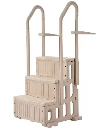 Front. VEVOR - Swimming Pool Ladder, 3-Step Double Handrails Stairs with Non-slip Heavy Duty Steps, Max Load Capacity 400 lbs - Taupe.