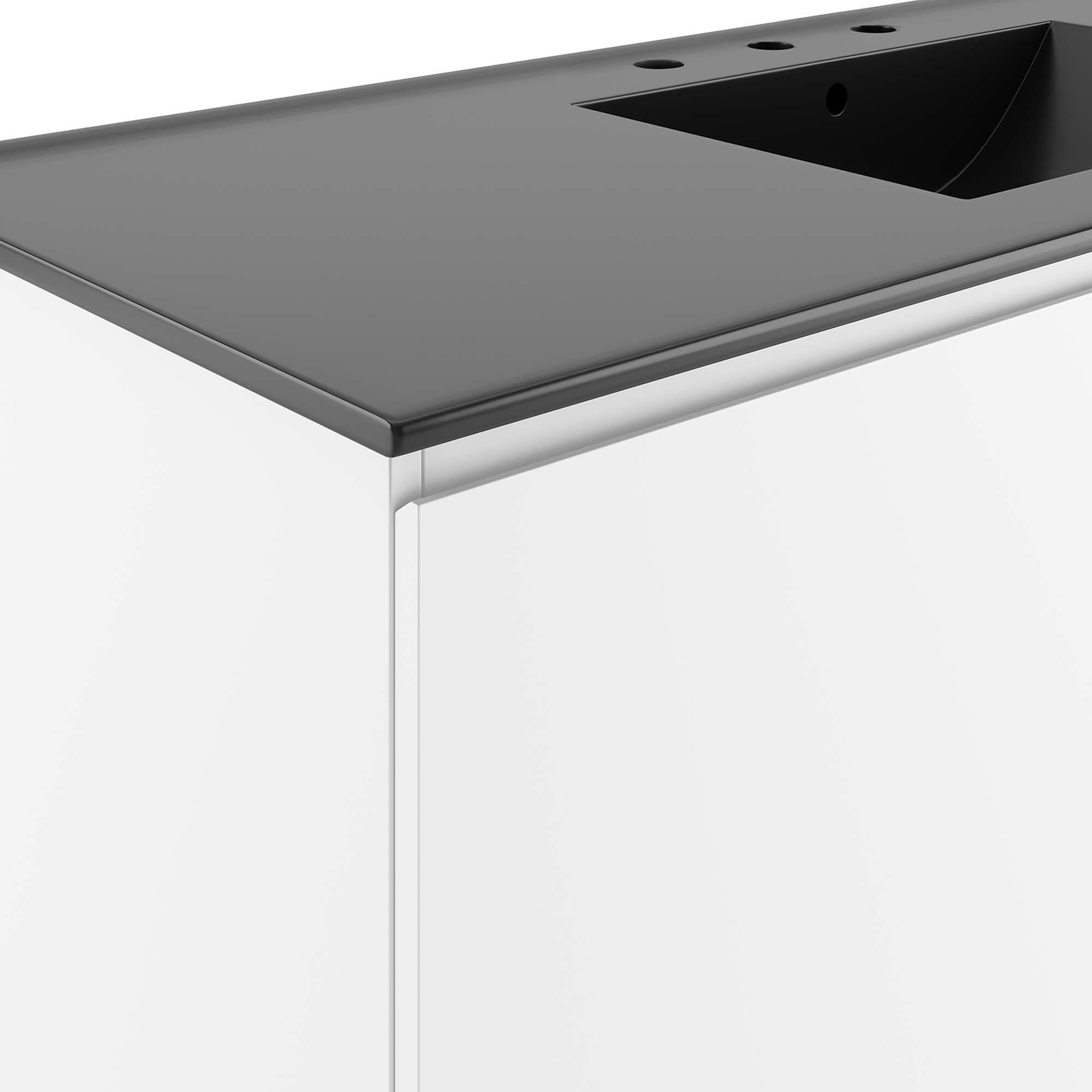 Alt View 5. Modway - Bryn Wall-Mount Bathroom Vanity Basin Included - White Black.