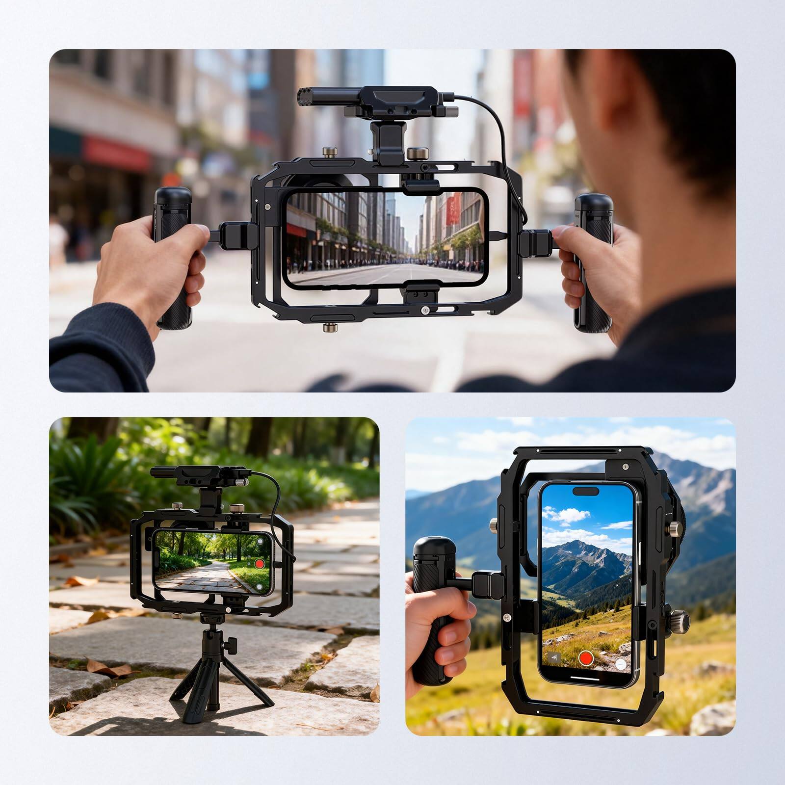 Alt View 3. Neewer - Universal Phone Cage, 17-37mm & 67mm Rings - Black.