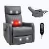 Front. Boyel Living - Gray Faux Leather Heat Massage Manual Recliner Chair with Rocker and Swivel in Fabric for Living Room - Grayish Green.