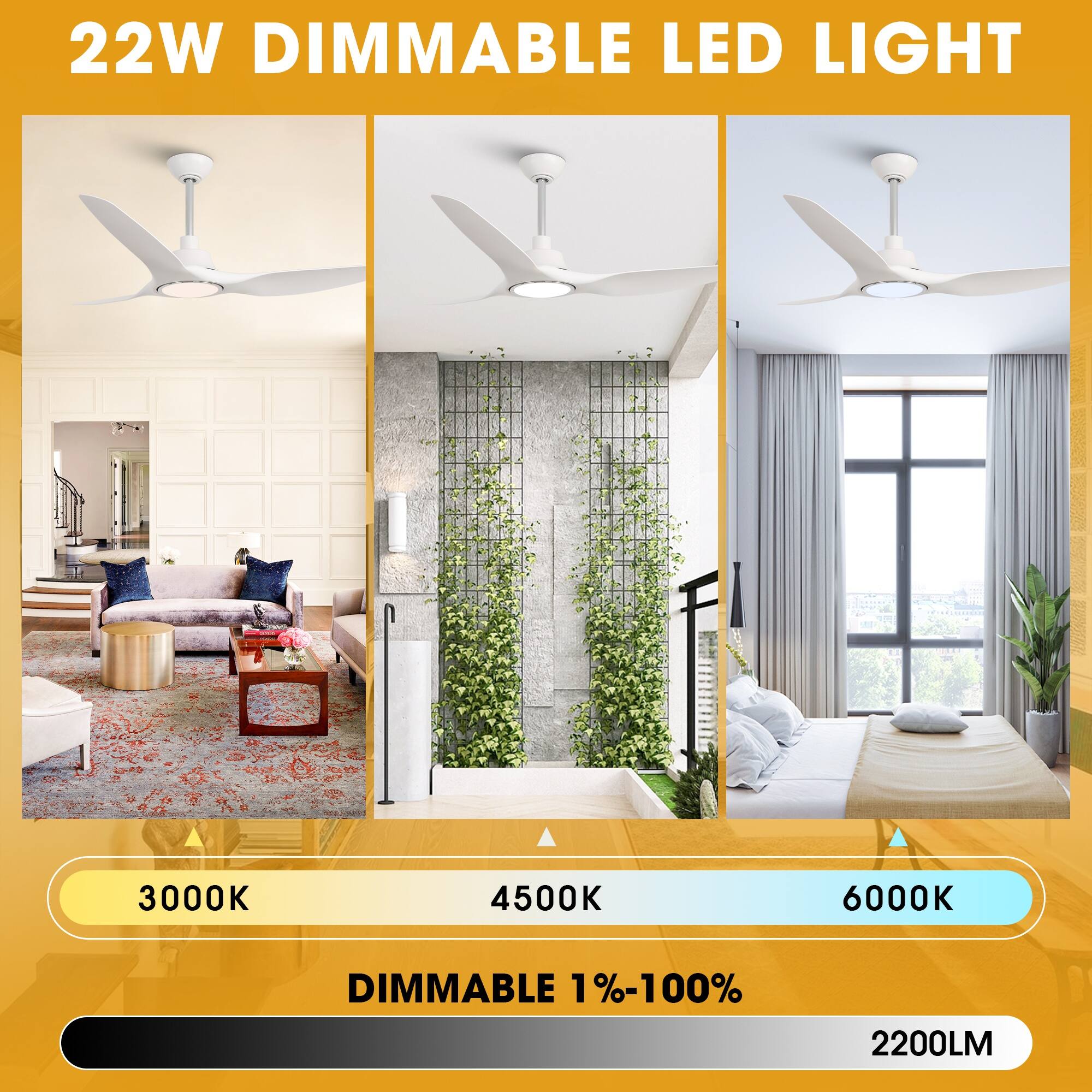 22W DIMMABLE LED LIGHT

3000K 4500K 6000K

DIMMABLE 1%-100%

2200LM