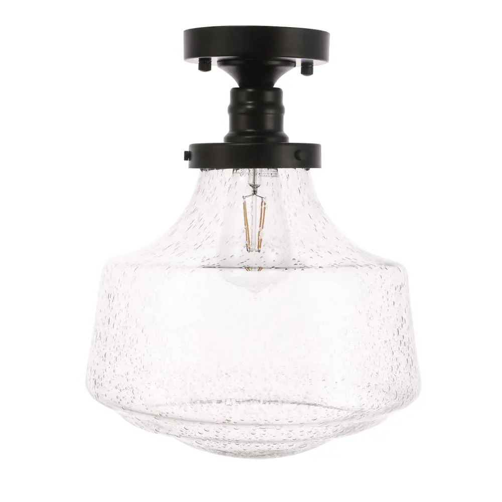 Alt View 8. Living District - Lyle 1 light Black and Clear seeded glass Flush mount - Black And Clear Seeded Glass.