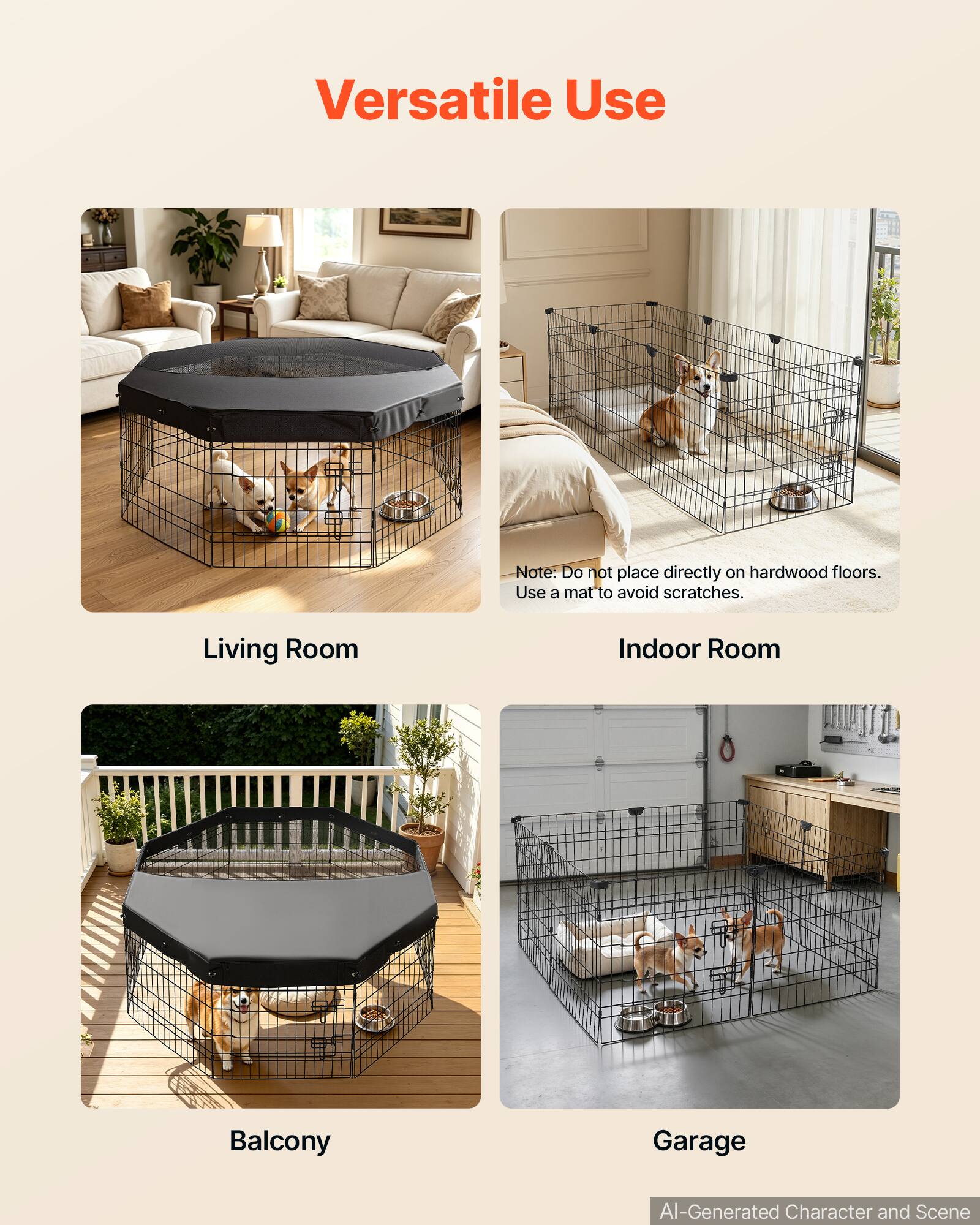 Versatile Use

Living Room Indoor Room Balcony Garage

Note: Do not place directly on hardwood floors. Use a mat to avoid scratches.

AI-Generated Character and Scene