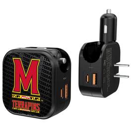 Keyscaper - Black Maryland Terrapins Two-In-One USB A/C Charger - Black