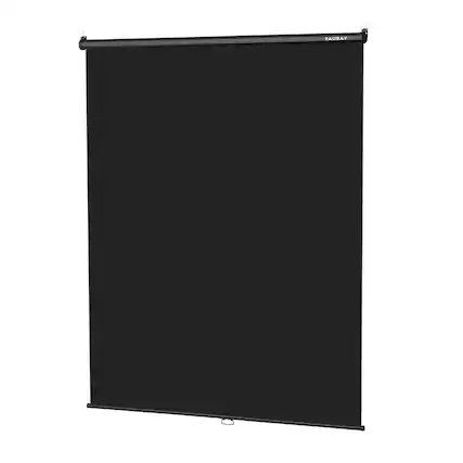 Front. RAUBAY - 5′ x 7.2′ Pull Down Black Screen Backdrop Retractable Collapsible Wall-Mount Background - Black.