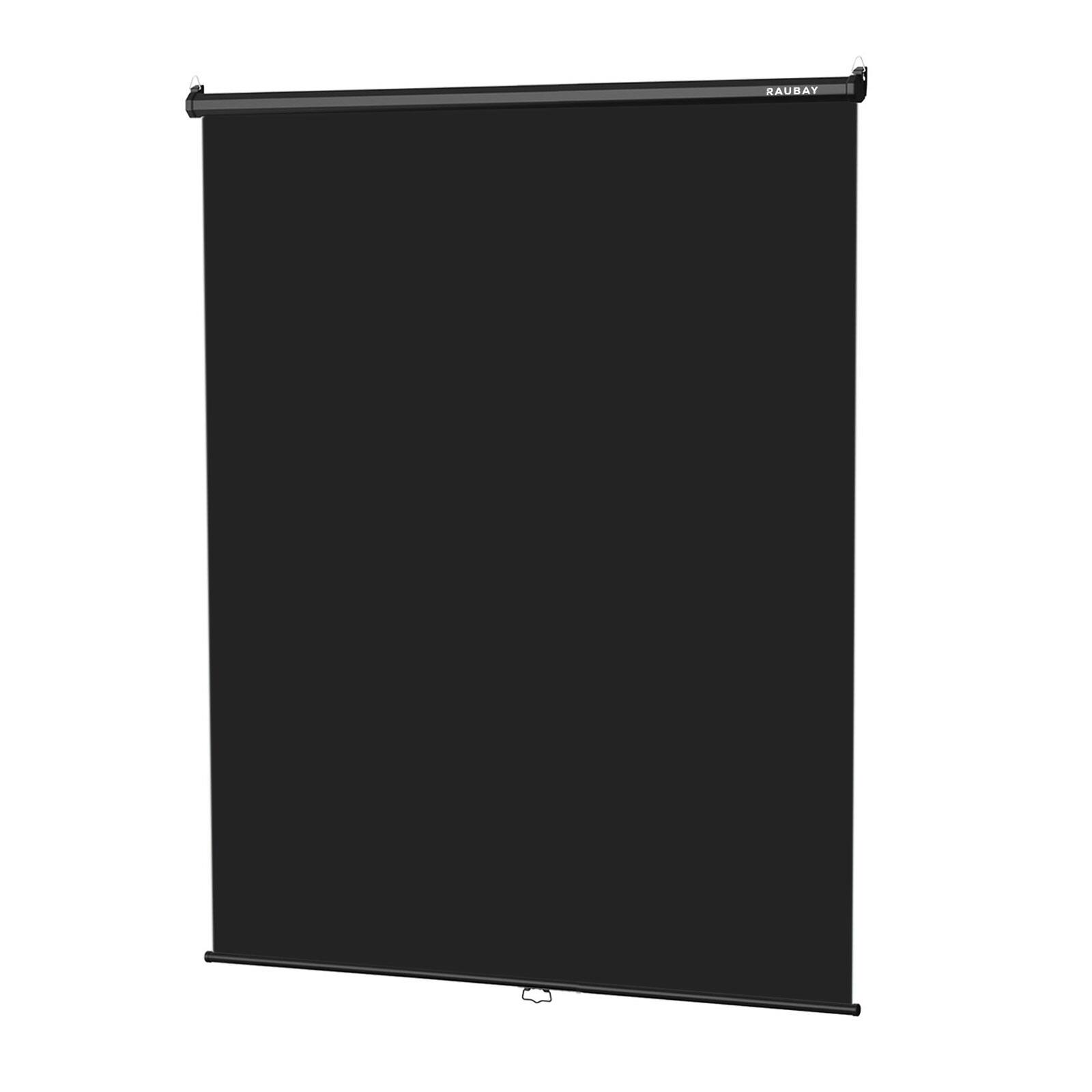 RAUBAY - 5′ x 7.2′ Pull Down Screen Backdrop Retractable Collapsible Wall-Mount Background - Black