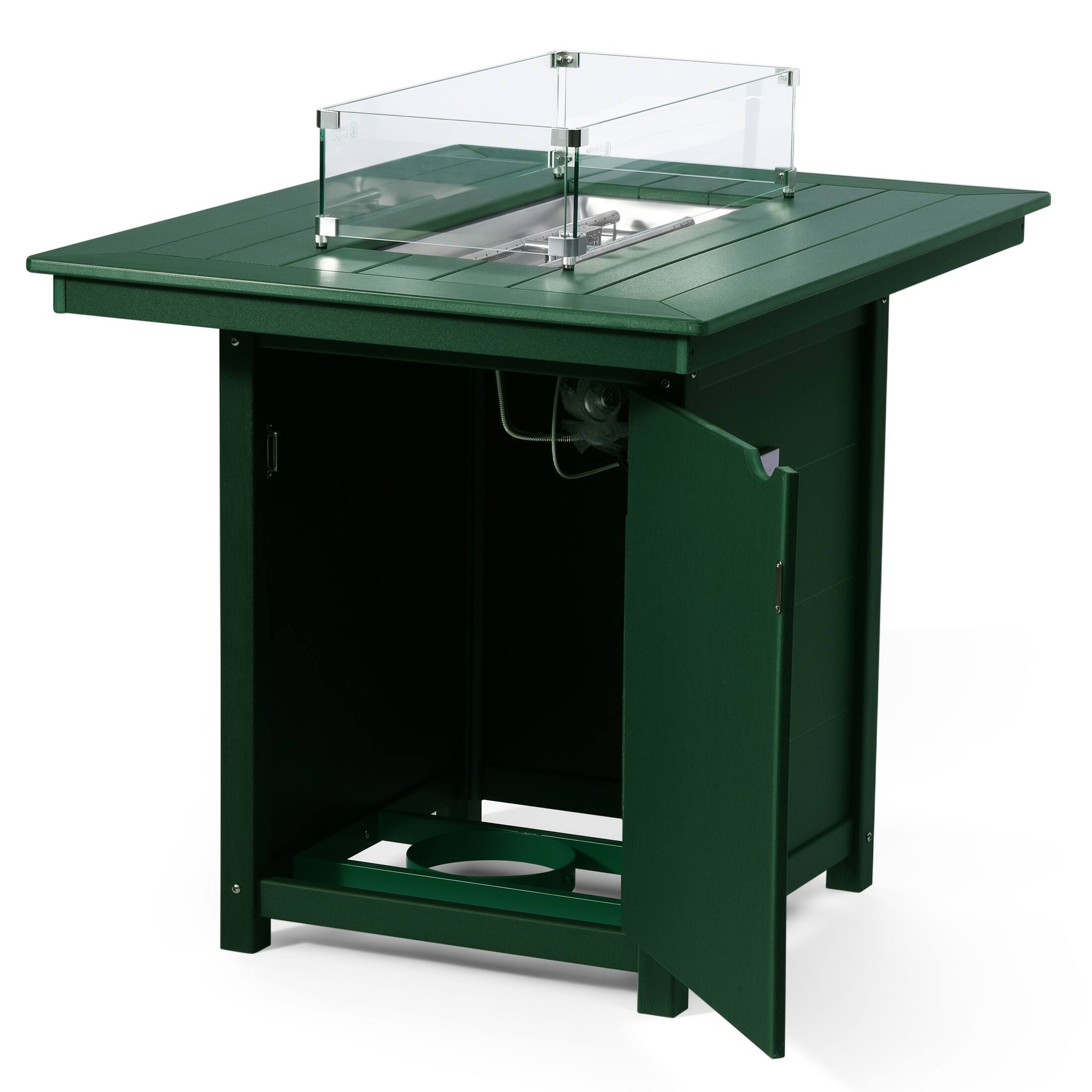 Left. WestinTrends - WestinTrends Helios 46" Modern Outdoor Patio Gas Propane Rectangle Fire Pit Table - Dark Green.