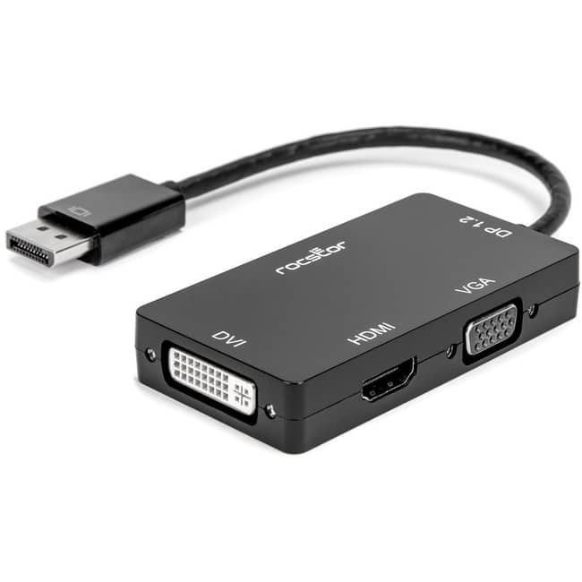 Rocstor - Premium DisplayPort/HDMI/DVI/VGA Audio/Video Adapter Cable - 1 x DisplayPort 1.2 Digital Audio/Video - Male - 1 - Black
