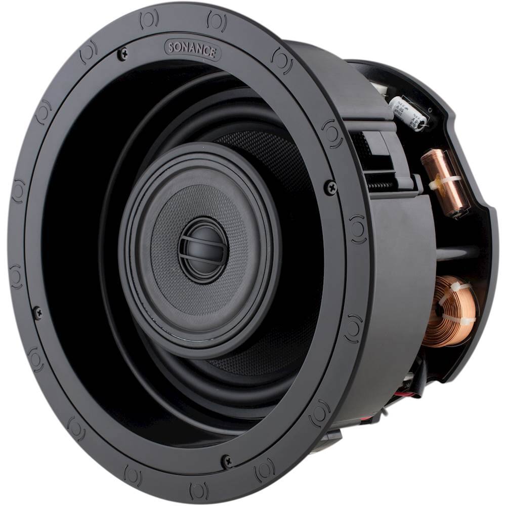 Left. Sonance - VP86R - Visual Performance 8" 3-Way In-Ceiling Speakers (Pair) - Paintable White.