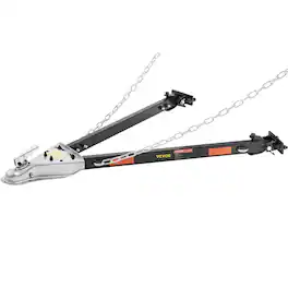 VEVOR - Tow Bar, 5500 lbs Towing Capacity with Chains, Powder-Coating Alloy Steel Bumper-Mounted Universal Towing Bar - Silver,Black