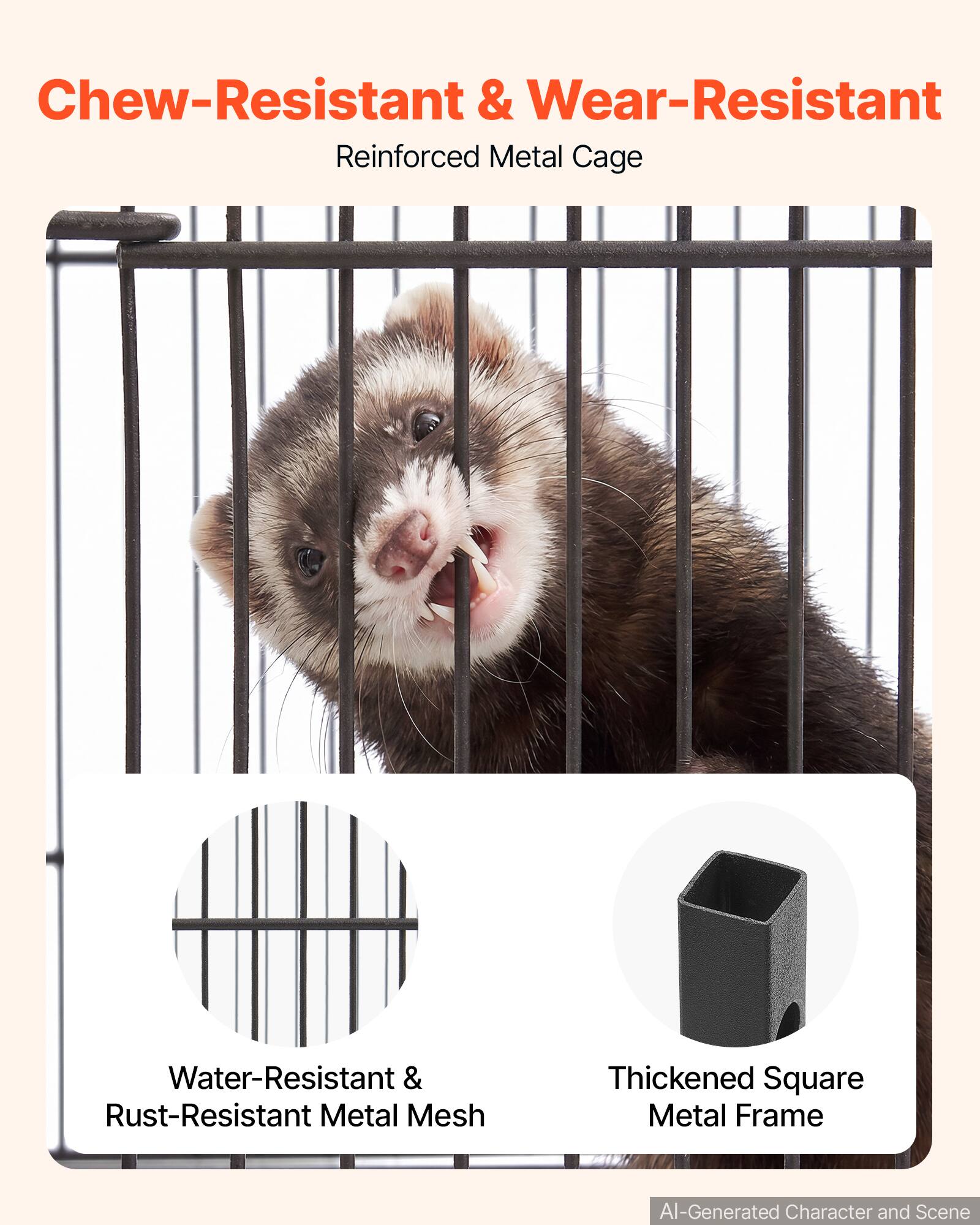 Chew-Resistant & Wear-Resistant Reinforced Metal Cage

Water-Resistant & Rust-Resistant Metal Mesh

Thickened Square Metal Frame

AI-Generated Character and Scene