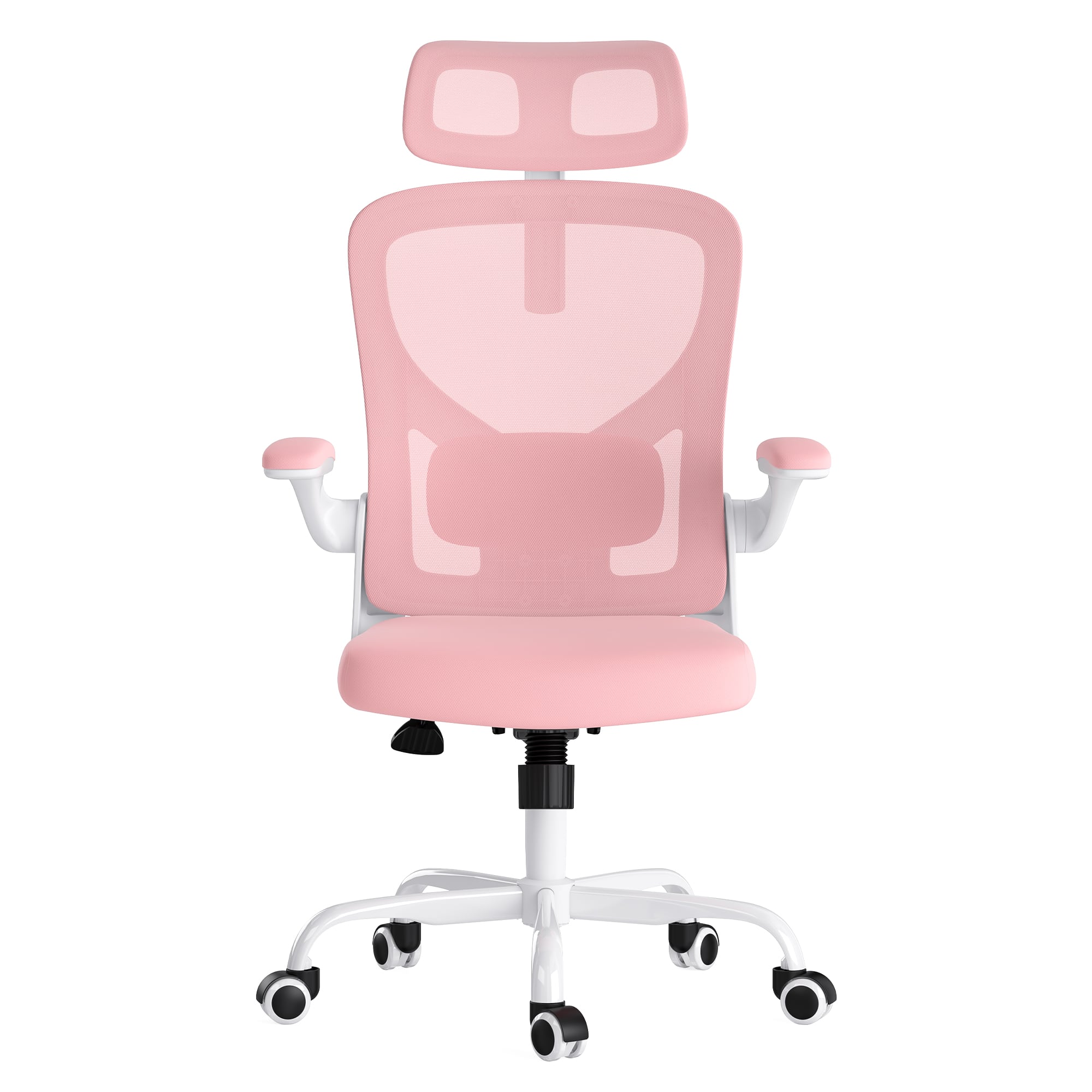 Boyel Living - White & Ergonomic Office Chair Home Office Desk Chair with Headrest High Back Computer Chair - Pink